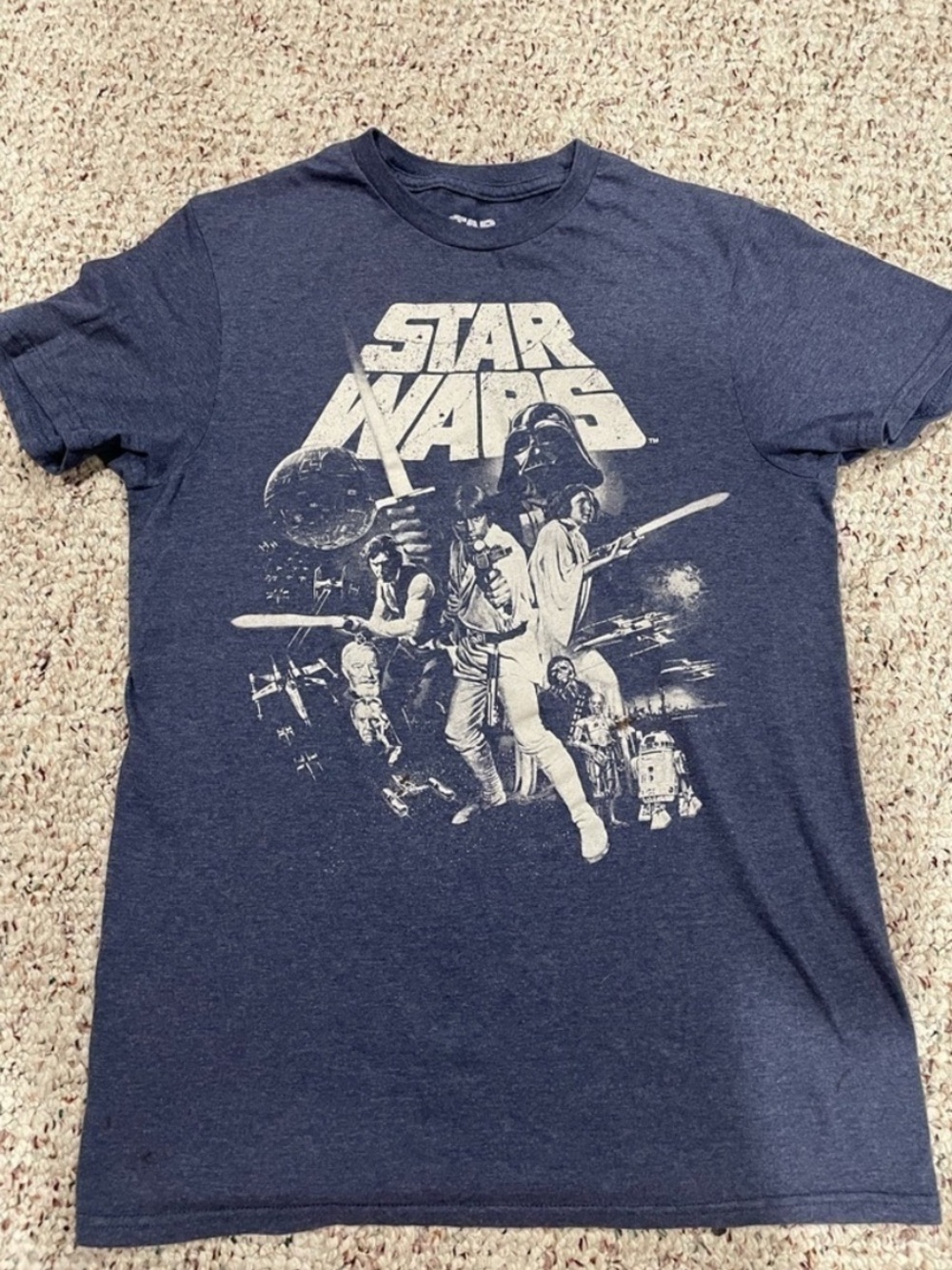 Star Wars Graphic T-Shirt Boys Size Small Blue Retro Movie Tee Preowned